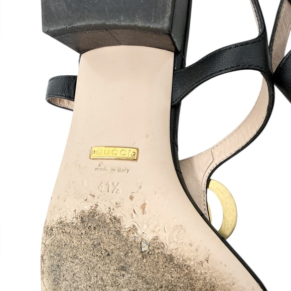 Gucci Marmont GG Black Matelasse Block Heel Sandals Size 41.5 - Picture 10 of 11